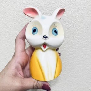 Vintage ceramic bunny kitschy painted mini coin bank piggy bank